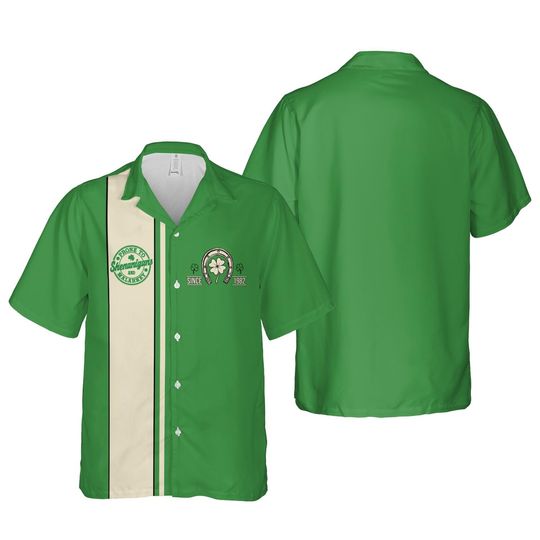Prone To Shenanigans & Malarkey St Patrick's Day Hawaiian Shirt, Horseshoe Shamrock St Pattys Day Button Up Shirt, Irish Shirt For Men Women