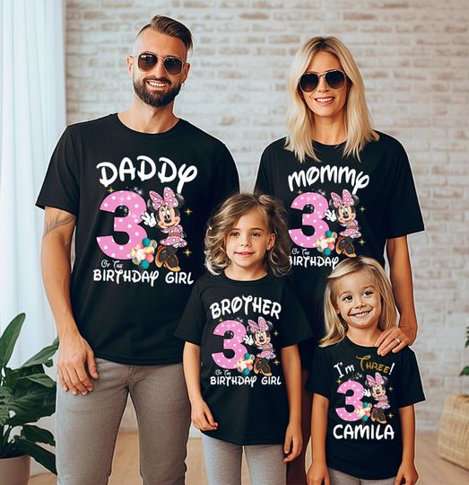 Minnie Birthday Shirt, Custom Minnie Mouse Shirt, Birthday Shirt for Girl, Minnie Matching Birthday Shirts, Personalized Disney Outfit