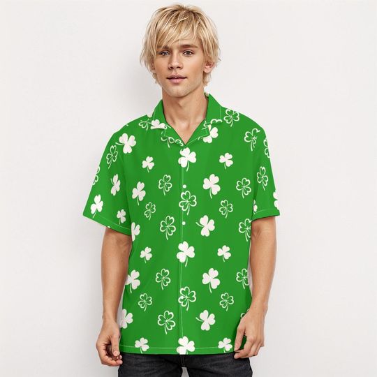 Shamrock Pattern Collared Shirt - Hawaiian Shirt - St. Patrick's Day Shirt