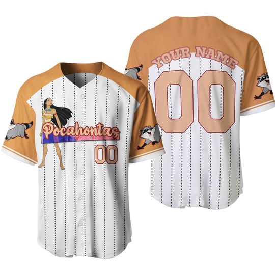 Custom Disney Princess Pocahontas Baseball Jersey, Disney Baseball Jersey