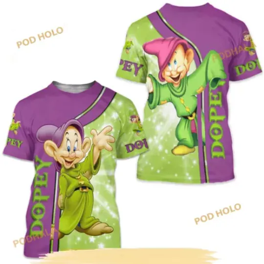 Discover Cute Dopey Dwarfs Pattern Disney Cartoon 3D Shirt