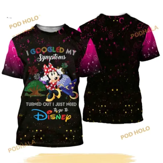 Discover Minnie Mouse Quotes Pink Bl@ck Pattern Disney Cartoon 3D Shirt