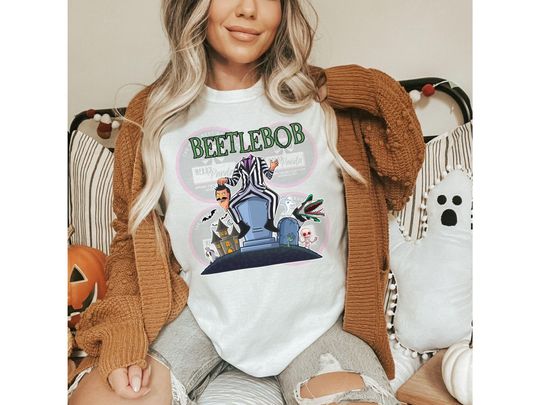 Beetlejuice Bobs Burgers Funny Halloween Shirt, Horror Movie Fan Halloween Graphic Shirt, Bob Belcher Halloween Shirt, Mashup Fall Gift tee