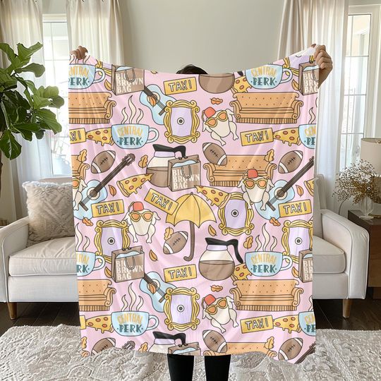 Friends TV Series Show Throw Blanket | Gift Inspired Couch I'll Be There For You | Ross Monica Rachel Joey Chandler On A Break NYC One Where