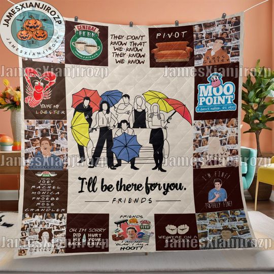 Friends TV Show Christmas Quilt Blanket, Friends TV Movie Christmas Christmas Gift, Quilt Bedding Blanket, Vintage Decor, Christmas Blanket