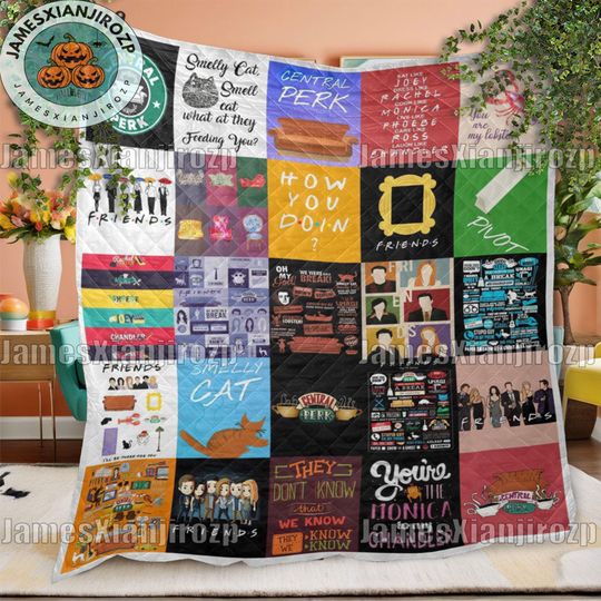 Friends TV Show Christmas Quilt Blanket, Friends TV Movie Christmas Christmas Gift, Quilt Bedding Blanket, Vintage Decor, Christmas Blanket