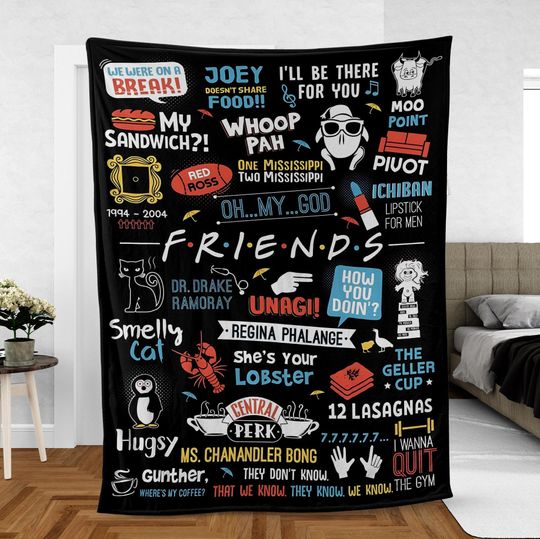 Friends Premium Fleece Blanket, Friends TV Show Fleece Blanket, Friends Movie Loves Blanket Mink Sherpa, Gift for Fan