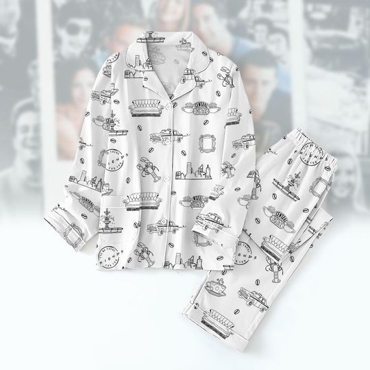 Friends Movie Pajamas Set, Friends Series Pajamas For Her, Central Perk Holiday Pajamas, Chandler Bing Pajamas For Party, Pjs Set