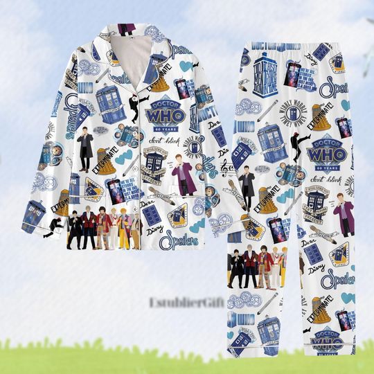 Doctor Who Pajamas Set, Doctor Who Holiday Pajamas, Doctor Who Sitcom Pajamas, Movie Series Pajamas, Gift For Mom