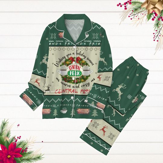 Central Perk Pajamas Set, Friends Movie Holiday Pajamas, TV Series Christmas Pajamas, Friends Pajamas Pants, Pajamas For Party