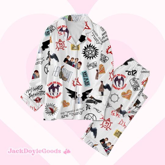 Supernatural Pajamas Women, Winchester Brothers Pajamas Pants, Sam Dean Pajamas Family, Holiday Pajamas, TV Show Pajama Set Women