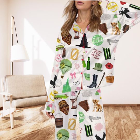 Wicked Movie Pajama Set, Defy Gravity Broomstick Magic Wand Pajamas, Wicked Musical Movie Pajamas, Wizard of Oz Pajamas,Wicked Pajamas