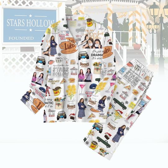 Gilmore Girls Pajamas Set, Stars Hollow Holiday Pajamas, Luke's Coffee Thick Pajamas, Tv Show Fans Gift, Gift For Her, Birthday Gift
