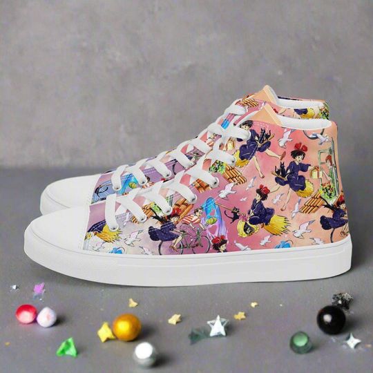 Kiki's Delivery Service High Top Canvas Sneakers for Women & Girls | Studio Ghibli Anime Inspired Shoes
