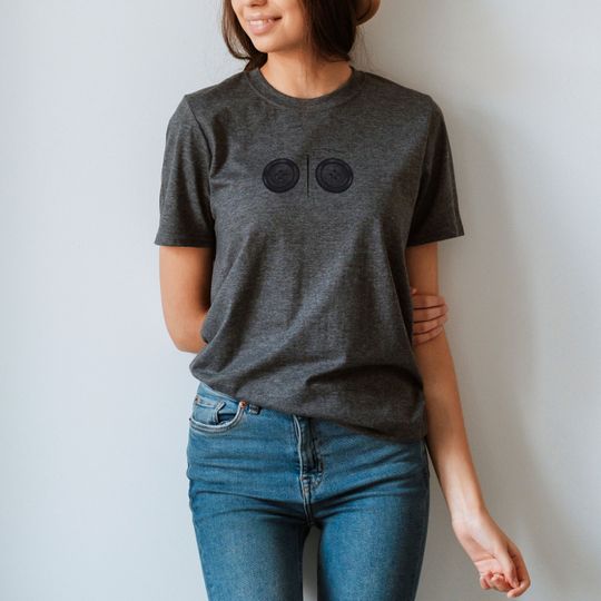 Coraline shirt, button shirt, button eyes, Coraline movie shirt, Coraline jones shirt, sewing needle shirt, creepy shirt, coraline movie