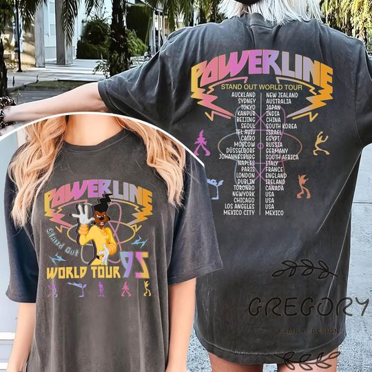Powerline Goofy Movie Two Sided Comfort Colors Shirt, Vintage Powerline Stand Out World Tour Shirt,Disney Powerline Vacation Gift Shirt