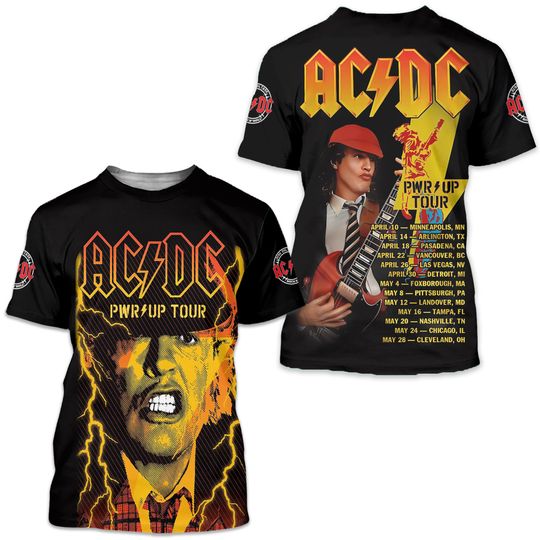 AC.DC Power Up Tour 2025 3D Shirt, Rock Band 3D T-Shirt, Pwr Up Tour 2025 3D T-Shirt, Music Tour 3D T-Shirt