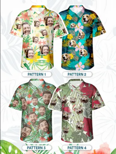 Custom Face Hawaiian Shirt from photos - Family Party Shirt from Dog Pet Face - Bachelorette Shirt Funny Summer Clothing