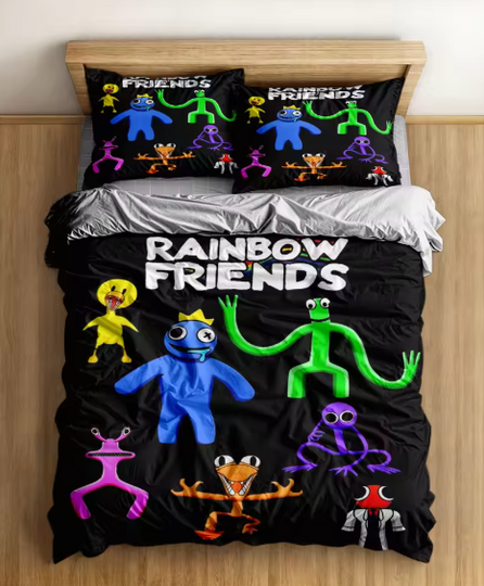 Discover Graffiti Rainbow Friends Cartoon Bedding Set