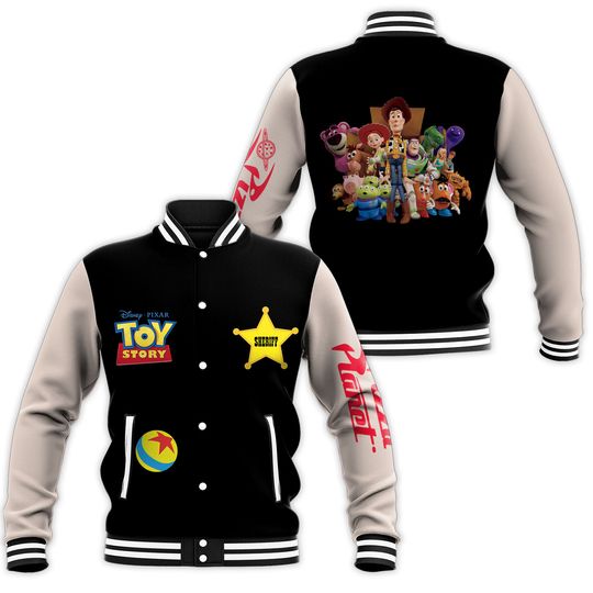 Toy Story Team Pizza Planet Kids and Youth Baseball Jacket, Aldult Unisex Varsity Baseball Jacket