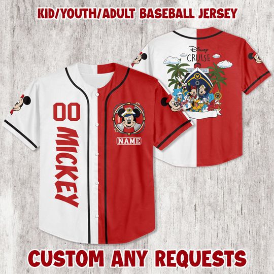 Personalized Mickey Disney Cruise 2025 Baseball Jersey, Jersey for Kids, Youth & Adults | Mickey And Friends Cruise Matching Family Jersey