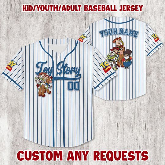Personalized Toy Story Baseball Jersey  Custom Name for Kids, Youth & Adults Jersey | Toy Story Team Outfit Gift for Fans