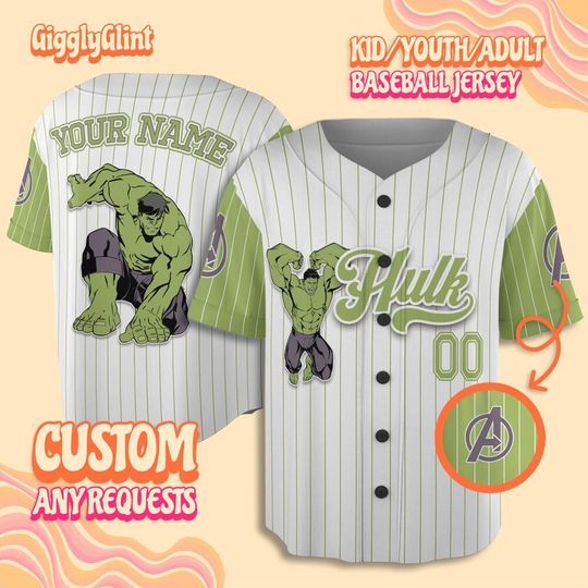 Custom Marvel Hulk Up Bulk Up Baseball Jersey, Hulk Baseball Jersey Team, Superhero Jersey, Hulk Gift For Fan, Magic Kingdom Shirt