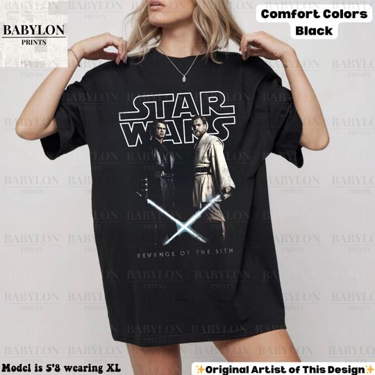 Vintage Anakin Skywalker Obi Wan Kenobi Star Wars T Shirt Revenge of the Sith Shirt Anakin Obi Wan Tee Star Wars Logo Anakin with Obi Wan