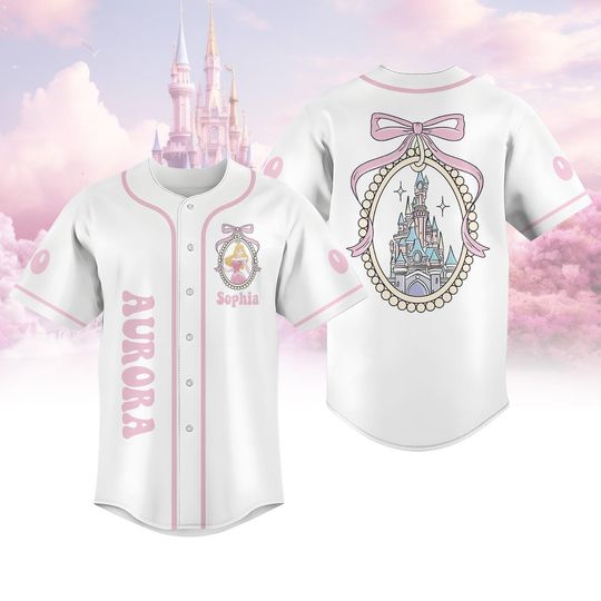 Personalized Aurora Princess Coquette Baseball Jersey, Disneyland Sleeping Beauty T-Shirt, Disney 2025 Girls Birthday Gift