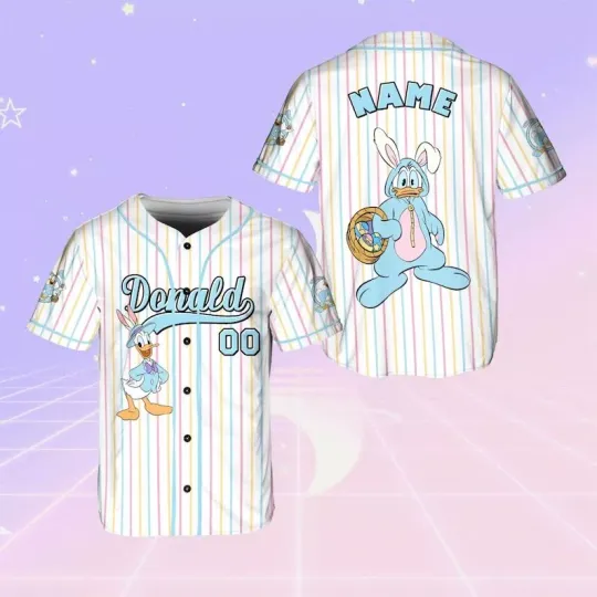 Personalized Donald Duck Costume Easter Bunny Happy Easter Baseball Jersey Shirt