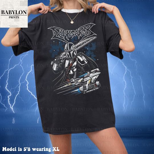 Vintage The Mandalorian Shirt Star Wars Rock Metal Mandalorian Darksaber Shirt Retro Star Wars Shirt Pedro Pascal Galaxy's Edge Family shirt