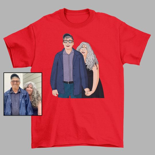 Bobs t-shirt custom portrait, personalized gift for her, gift for parents on wedding day, one year anniversary gifts, teacher gifts, Burgers
