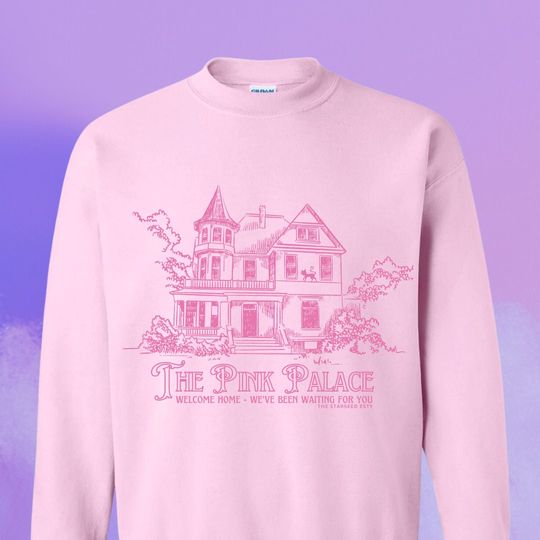 The Pink Palace Apartments, Vintage Victorian Style Coraline Sweatshirt, Halloween Fall Horror Movie Unisex Soft Crewneck Sweatshirt