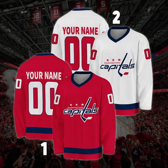 Personalized Washington Capitals Hockey Jersey, Jersey For Men With Your Team Name, Fan Hockey Jersey
