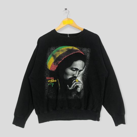 Vintage Y2K Bob Marley Big Print Sweatshirt Bob Marley Crewneck Pullover Bob Marley Jumper Sweater Size XL