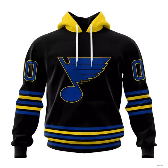 Personalize St. Louis Blues Special Blackout Design Hoodie Fullsize