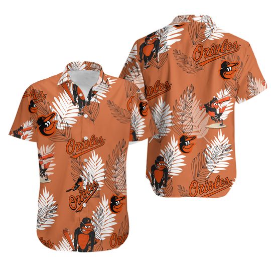 Baltimore's team Oriole's Hawaiian shirt, aloha summer gifts, orange