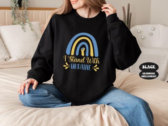 I Stand With Ukraine Sweatshirt For Women Or Men, Vintage Rainbow Save Ukraine Shirt, Support Ukraine Shirt, Free Ukraine