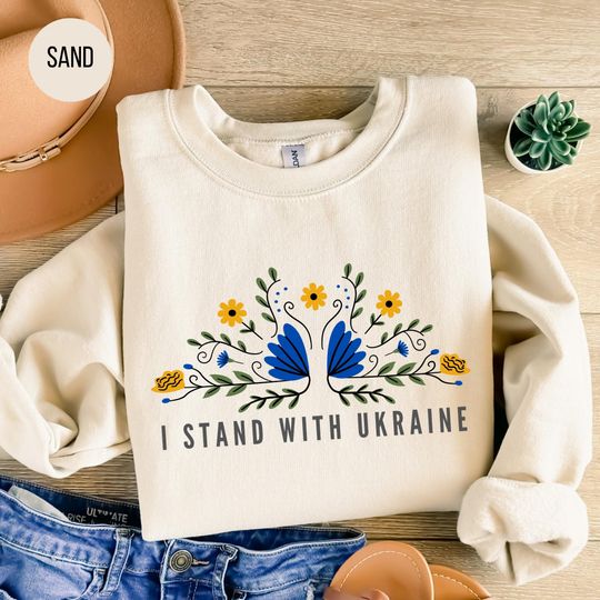 I Stand With Ukraine Sweatshirt, Floral Ukraine Sweatshirt, Support Ukraine Shirt, Free Ukraine Shirt, Save Ukraine, Stop Wars Sweater