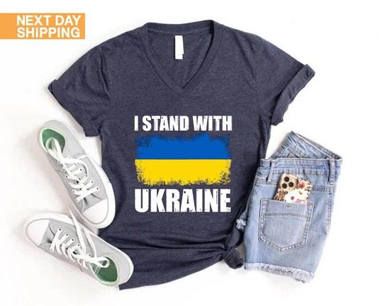 I Stand With Ukraine Tee, Support Ukraine Shirt, Anti Putin Ukrainian Flag Tee,Peace in Ukraine Gifts,Anti Trump Putin,Stop Wars,Pro Ukraine