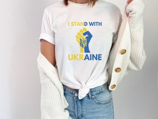 I Stand With Ukraine Shirt,Anti Putin Ukrainian Flag Shirt,Support Stand for Ukraine Peace Tee Shirt,Ukrainian No War Safe Ukraine Tee Shirt