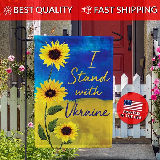 I Stand with Ukraine Flag - Support Ukraine Flag, Sunflower Design Flag, Ukraine Support, Solidarity Flag, Ukraine Pride, Peace Flag