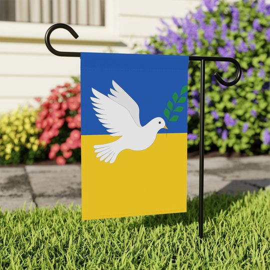 Ukraine Garden Flag, Ukraine Flag, Ukraine Garden Banner, UA Flag With Peace Dove, Ukraine Flag House Banner.