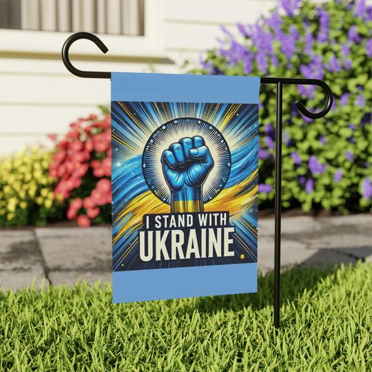 Flag Banner, Garden Flag, House Banner, Ukrainian Flag, I Stand with Ukraine, Patriotic Outdoor Decor