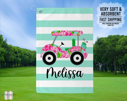 Personalized Floral Golf Towel, Custom Golf Towels For Her, Ladies Golf Towel, Gift For Golfer, Custom Golf Towel, Personalized Golf Gifts