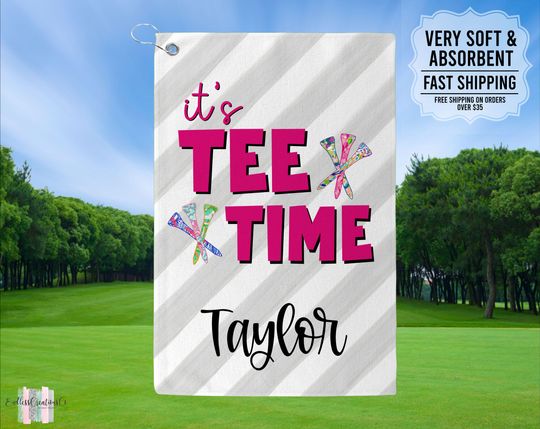 Personalized It's Tee Time Golf Towel, Custom Golf Towels For Her, Ladies Golf Towel, Gift For Golfer, Custom Golf Towel, Golf Gifts