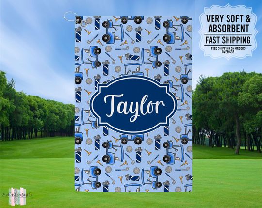 Personalized Blue Golf Towel, Custom Golf Towels For Her, Ladies Golf Towel, Gift For Golfer, Custom Golf Towel, Personalized Golf Gifts