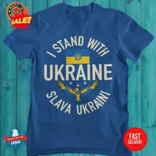 Support Ukraine I Stand With Ukraine Shirt Ukrainian Flag S-5XL