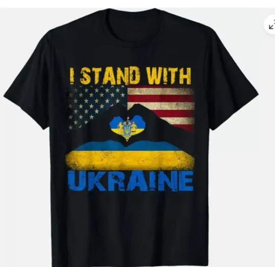 I Stand with Ukraine Support Ukraine Lover Pride Ukraine USA T-Shirt