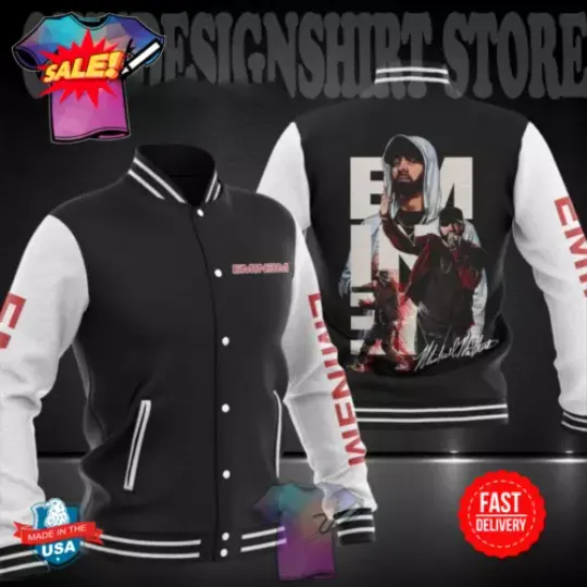 Eminem Rapper Full Printing Baseball Jacket